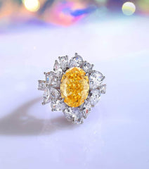 Sterling Silver Shiny Crystal Floral Deco Ring