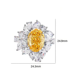 Sterling Silver Shiny Crystal Floral Deco Ring