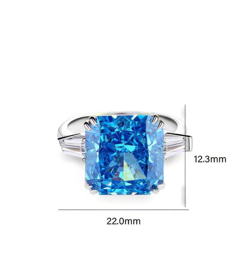 Sterling Silver Square Radiant Cut Paved Crystal Lab Diamond Ring