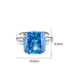 Sterling Silver Square Radiant Cut Paved Crystal Lab Diamond Ring
