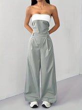 Strapless Color Block Wide Leg Jumpsuit