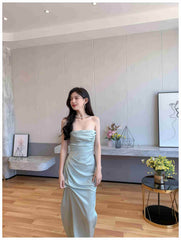 Strapless Ruched Draped Bodice Maxi Dress