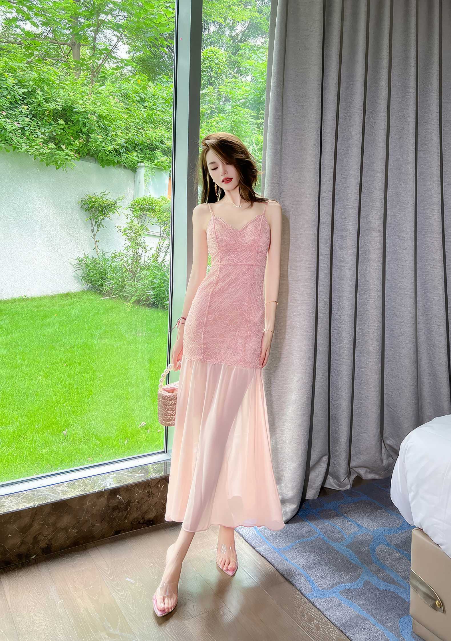 Strappy Lace Mermaid Cocktail Tulle Dress