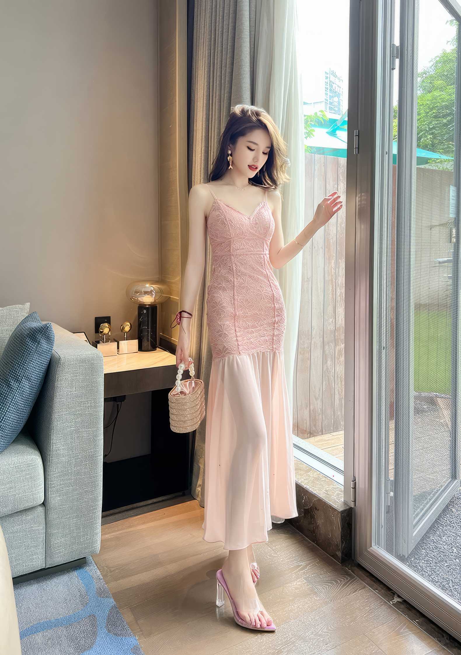 Strappy Lace Mermaid Cocktail Tulle Dress