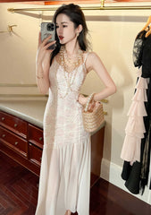 Strappy Lace Mermaid Cocktail Tulle Dress S / White