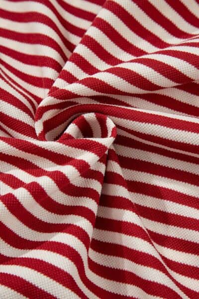 Stripe Bow Decor Cutout Drop Shoulder Top