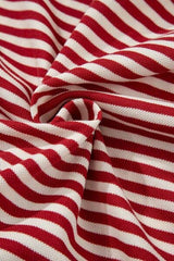 Stripe Bow Decor Cutout Drop Shoulder Top