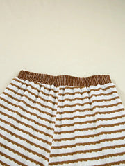 Stripe Collared Top and Drawstring Pant Set