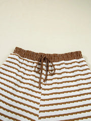 Stripe Collared Top and Drawstring Pant Set