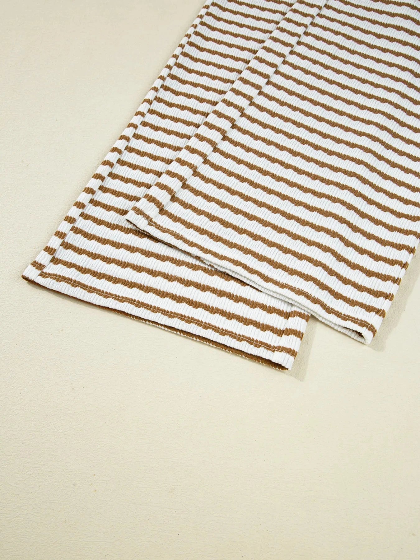 Stripe Collared Top and Drawstring Pant Set