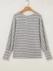 Stripe Dolman Sleeve Drop Shoulder Top