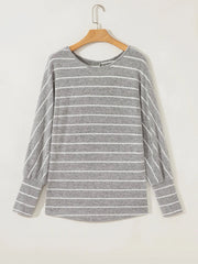 Stripe Dolman Sleeve Drop Shoulder Top