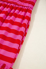 Stripe Flutter Sleeve Smocked Bodice Tiered Maxi Dress