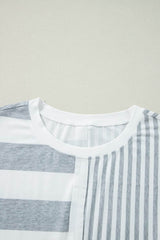 Stripe Mixed Short Sleeve Shift Mini Tee Dress