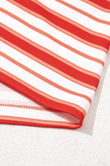 Stripe Print Contrast Collar Raglan Sleeve T Shirt