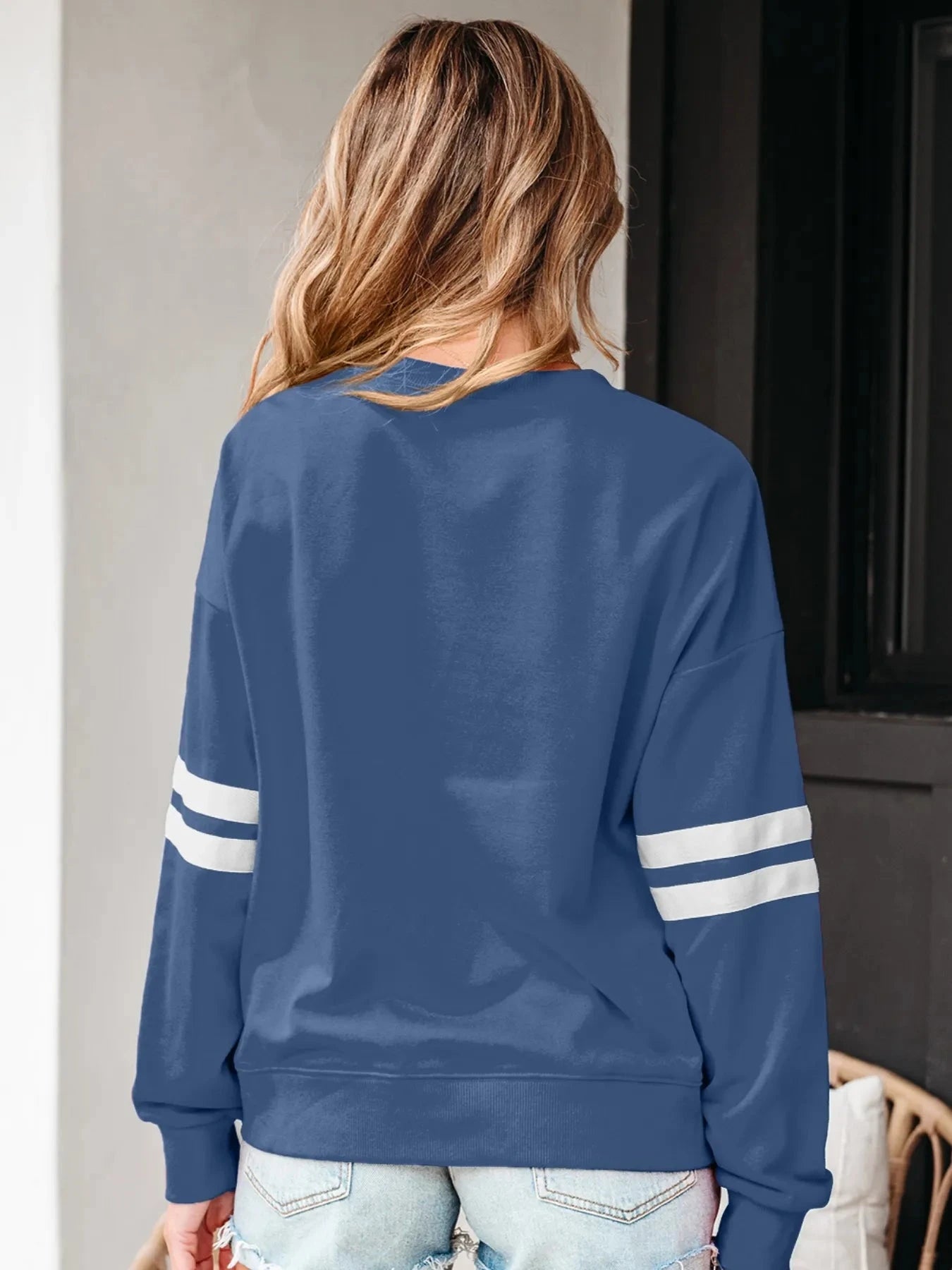 Stripe Round Neck Long Sleeve Sweatshirt