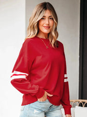 Stripe Round Neck Long Sleeve Sweatshirt
