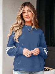 Stripe Round Neck Long Sleeve Sweatshirt