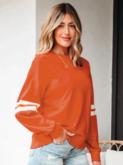 Stripe Round Neck Long Sleeve Sweatshirt