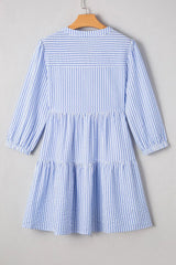 Stripe Tiered Shift Dress with Pockets