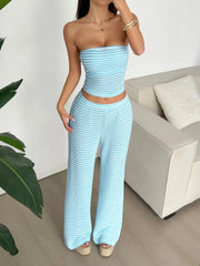 Stripe Tube Top and Pants Set