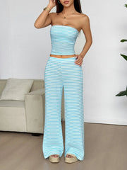 Stripe Tube Top and Pants Set