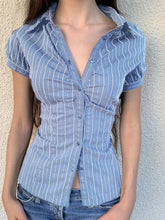 Striped Button-Down Collared Neck Shirt Blue / S