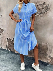Striped Button-Down Shirt Dress