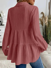 Striped Button-Down Tiered Shirt