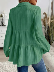 Striped Button-Down Tiered Shirt