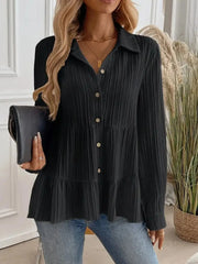 Striped Button-Down Tiered Shirt