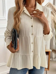 Striped Button-Down Tiered Shirt