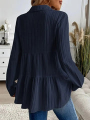 Striped Button-Down Tiered Shirt