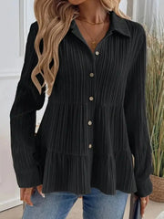 Striped Button-Down Tiered Shirt