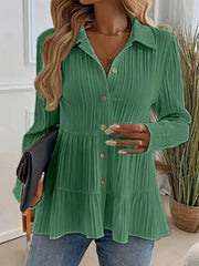 Striped Button-Down Tiered Shirt