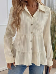 Striped Button-Down Tiered Shirt