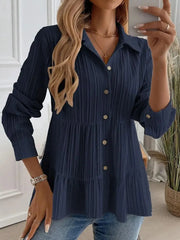 Striped Button-Down Tiered Shirt