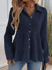 Striped Button-Down Tiered Shirt