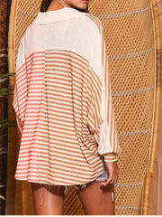 Striped Button Front Casual Top