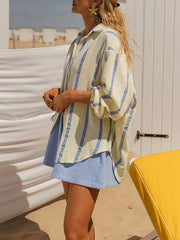 Striped Button Up Long Sleeve Shirt