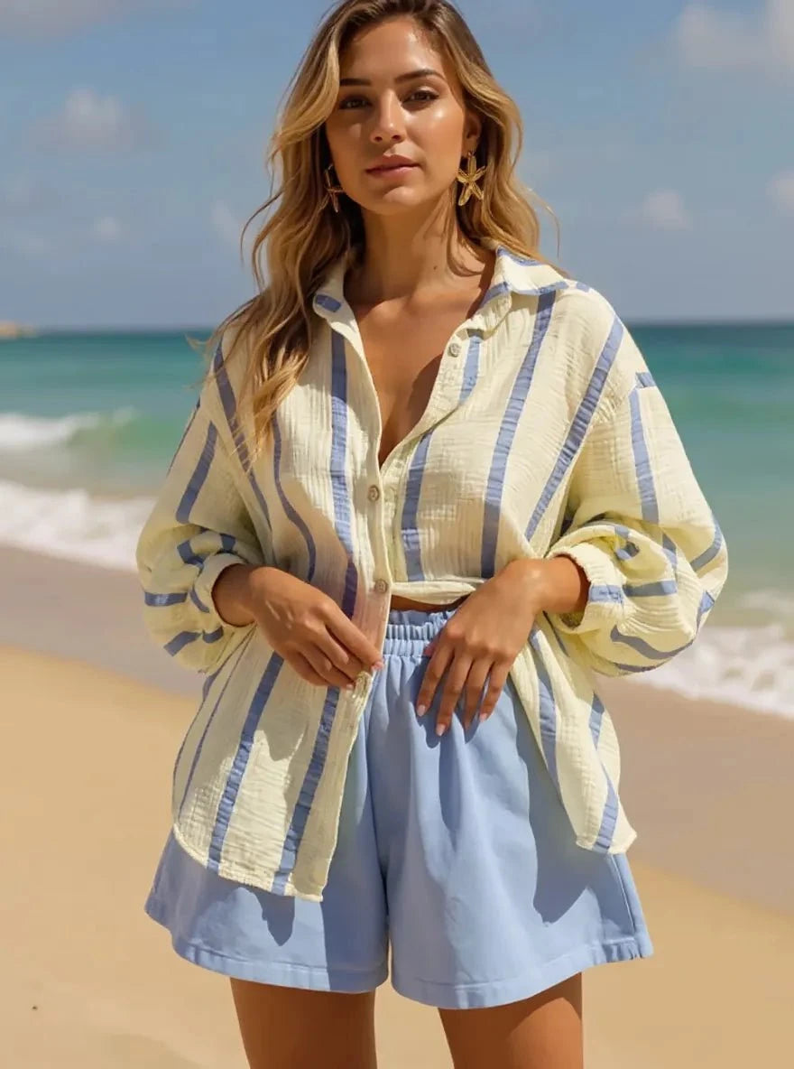 Striped Button Up Long Sleeve Shirt Stripe / S