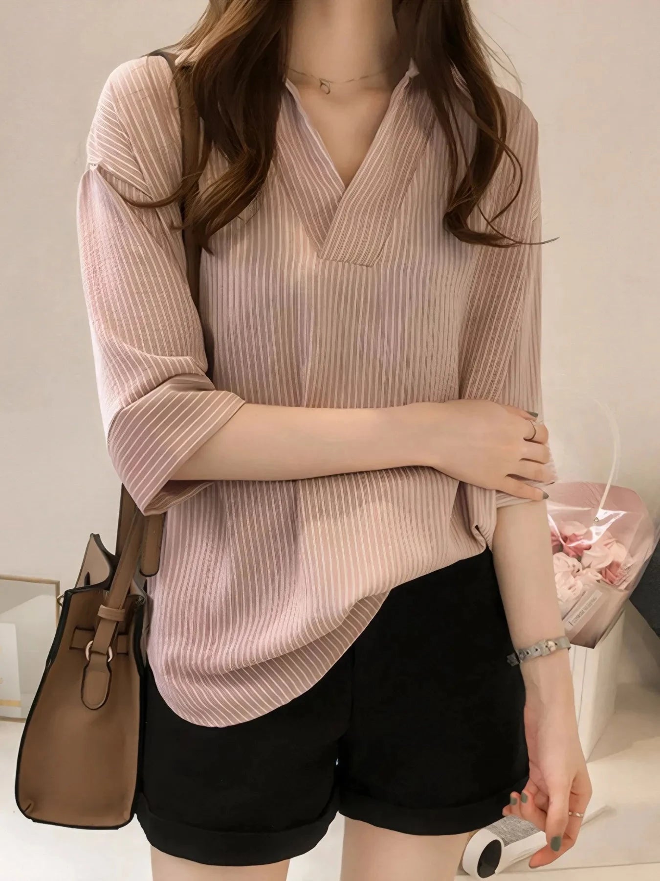 Striped Collared Neck Shirt