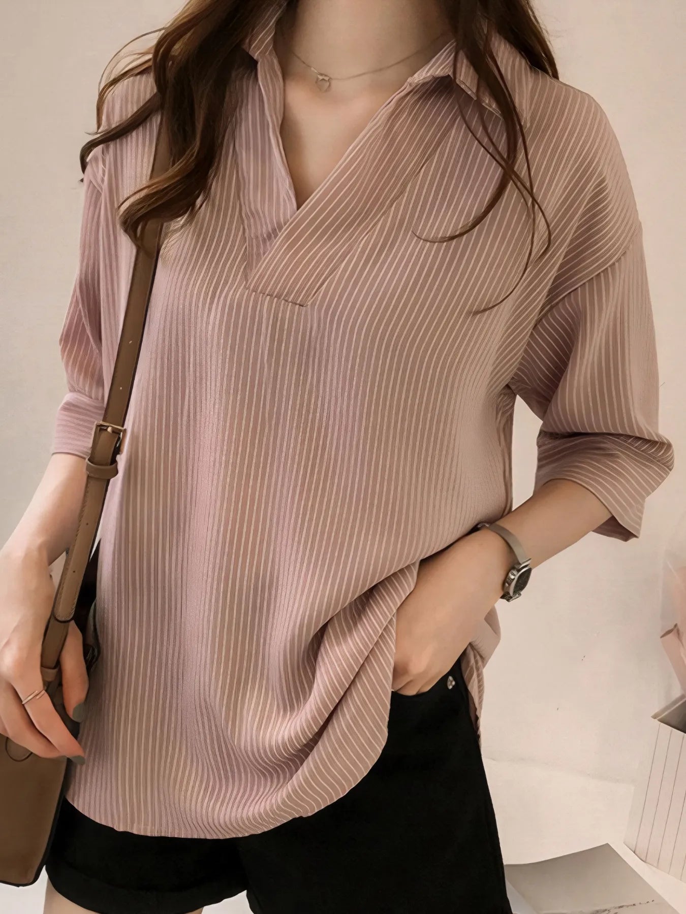 Striped Collared Neck Shirt