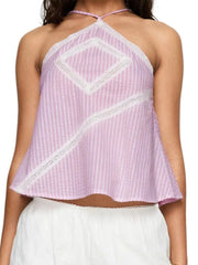 Striped Halter Neck Cami Pink / S