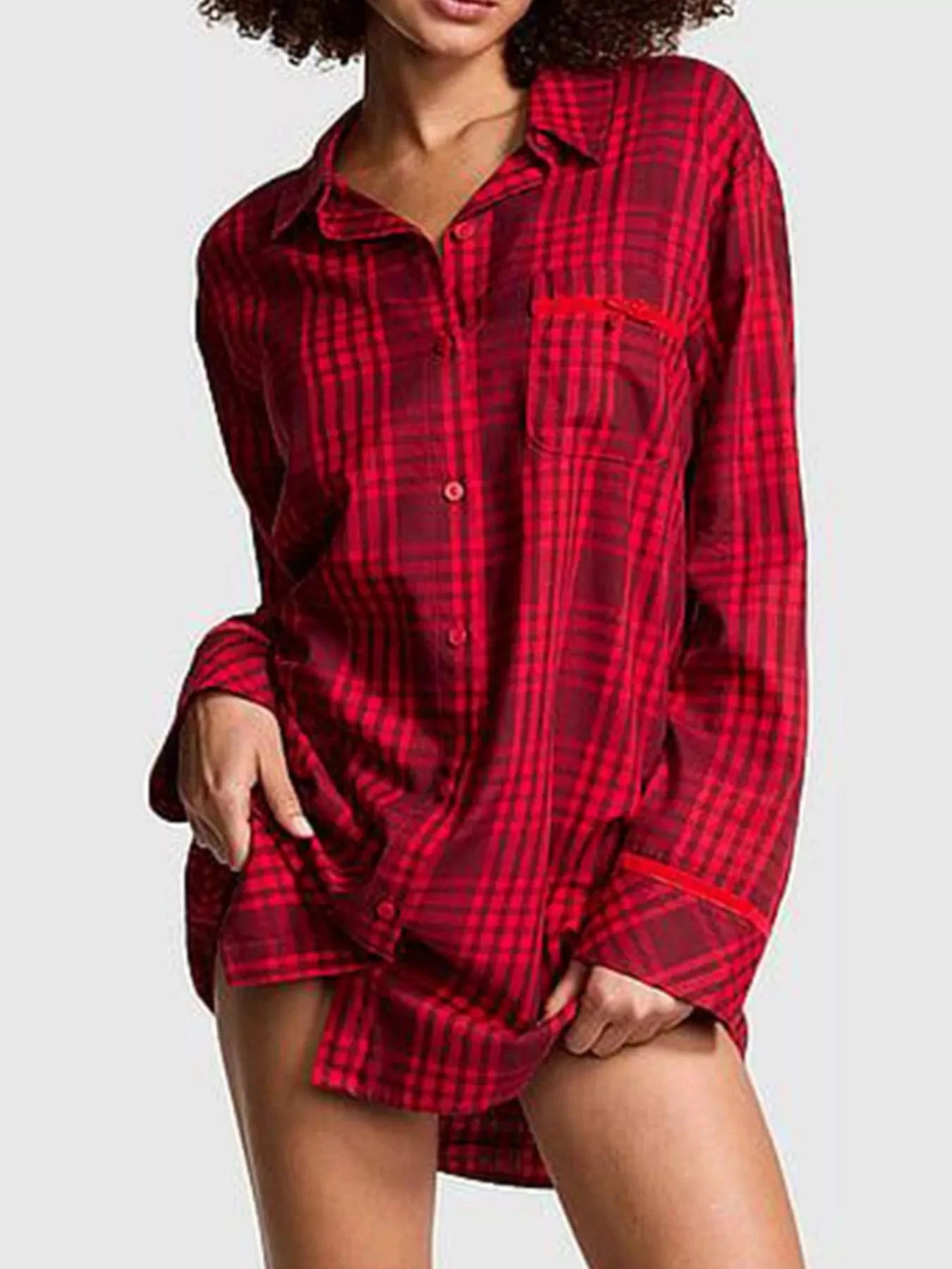 Striped Long Sleeve Button-Up Shirt Pink / S