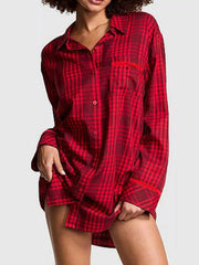 Striped Long Sleeve Button-Up Shirt Pink / S