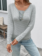 Striped Long Sleeve Casual T-Shirt