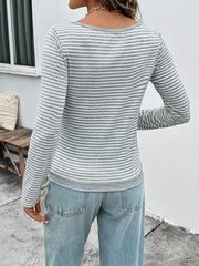 Striped Long Sleeve Casual T-Shirt