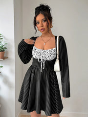 Striped Long Sleeve Mini Dress