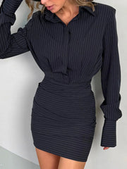 Striped Long Sleeve Shirt Dress